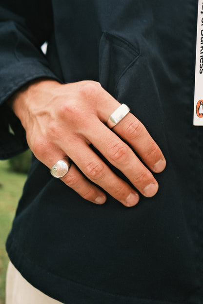 Signet Circle Ring W/ CZ stone