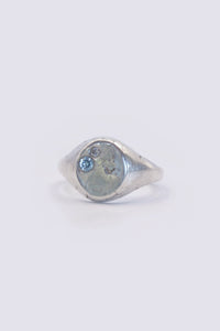 thin band with swiss topaz & clear cz