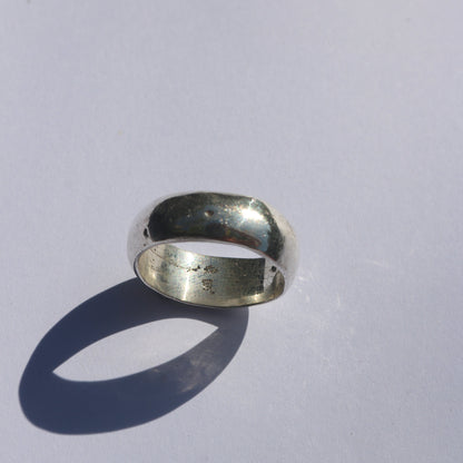 Thick Half Rounded Band W/ CZ Stone