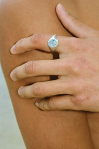 thin band with swiss topaz & clear cz